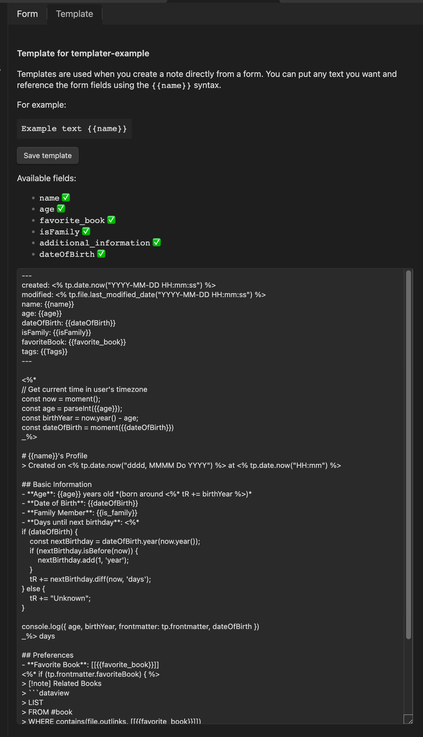 Templates with Templater syntax